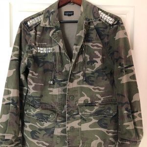 Topshop camo jacket with silver studs size 6
